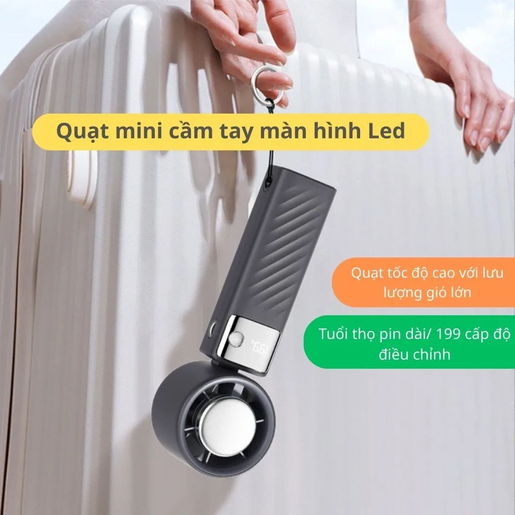 Quạt Tích Điện Mini Cầm Tay JF132 Có Sò Lạnh, quạt cầm tay mini 199 cấp độ có thể gấp gọn 90 độ – ảnh 9
