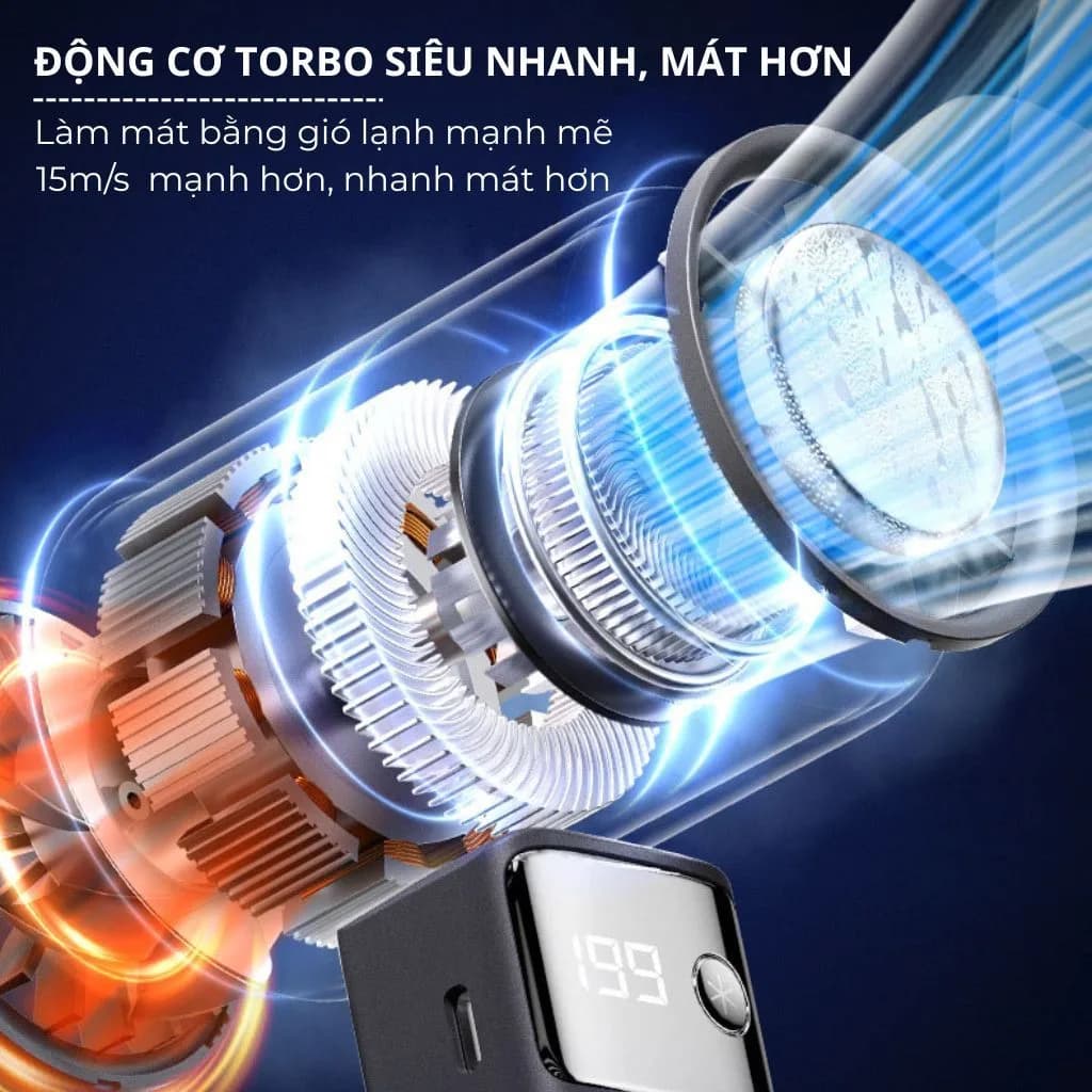 Quạt Tích Điện Mini Cầm Tay JF132 Có Sò Lạnh, quạt cầm tay mini 199 cấp độ có thể gấp gọn 90 độ – ảnh 4